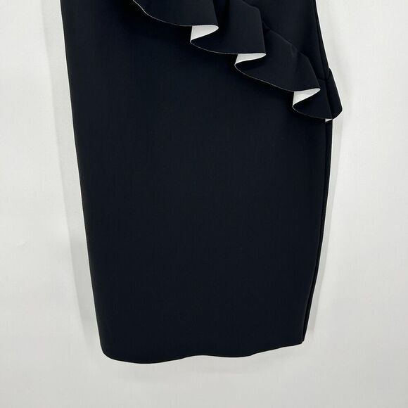 CHIARA BONI Black White One Shoulder Ruffle Mini Formal Cocktail Dress Size 44 - Picture 4 of 6